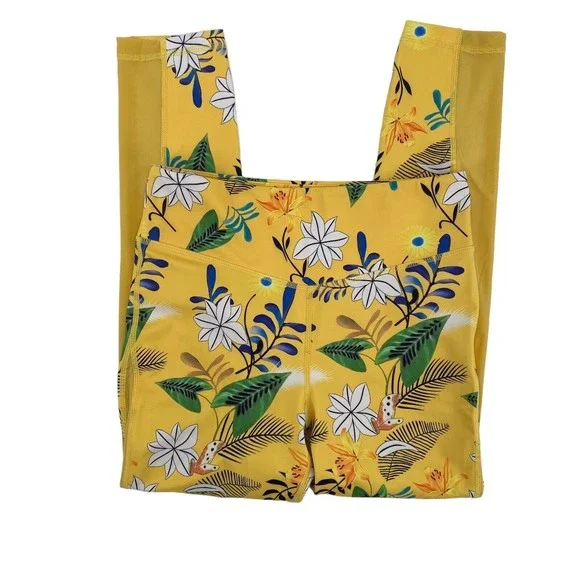 Zyia Leggings Medium 6 8 Women's Floral Mesh Reflective Art Full Length - Picture 3 of 6